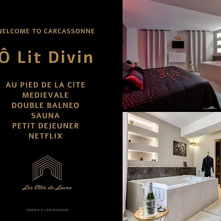 Les De Laure - O Lit Divin, Instant De Volupte, Balneo Sauna, Climatisation, Netflix, 160m De La Cite Medievale קרקסון
